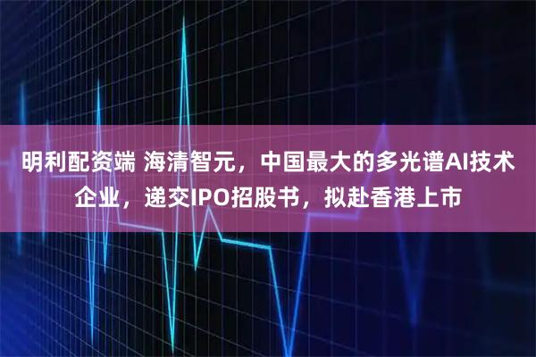 明利配资端 海清智元，中国最大的多光谱AI技术企业，递交IPO招股书，拟赴香港上市