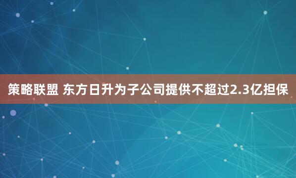 策略联盟 东方日升为子公司提供不超过2.3亿担保