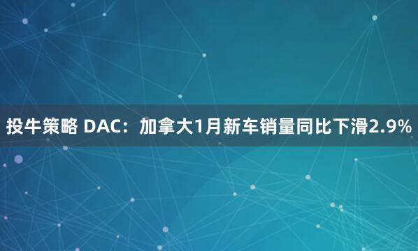 投牛策略 DAC：加拿大1月新车销量同比下滑2.9%