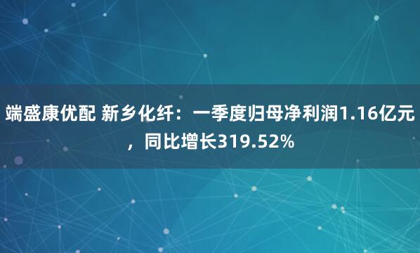 端盛康优配 新乡化纤：一季度归母净利润1.16亿元，同比增长319.52%